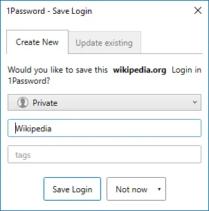 Adding login entry using 1Password