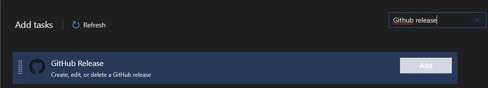 Screenshot of Add new step with 'GitHub Release'