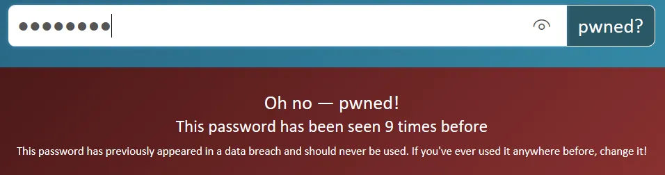 Password found 9 times